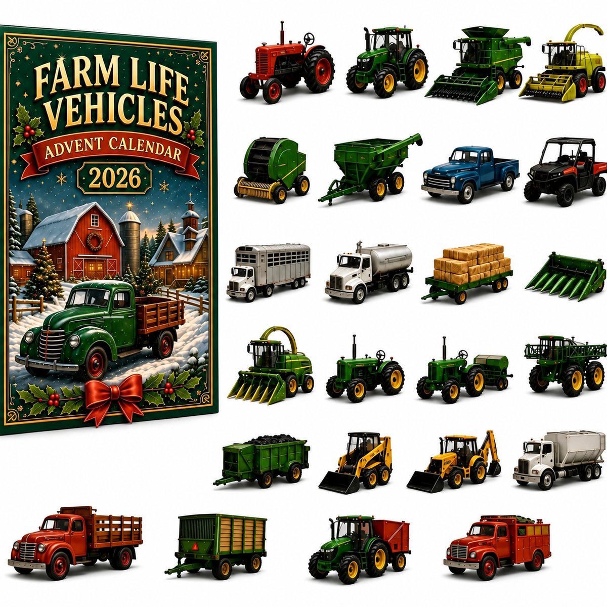 24-Day Farm Vehicles Christmas Advent Calendar