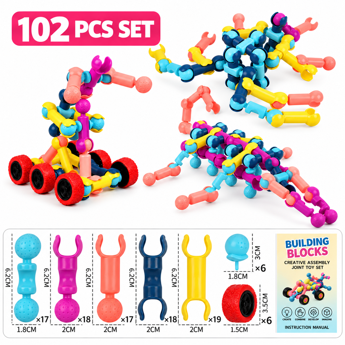 Educational DIY Building Set with Movable Joints