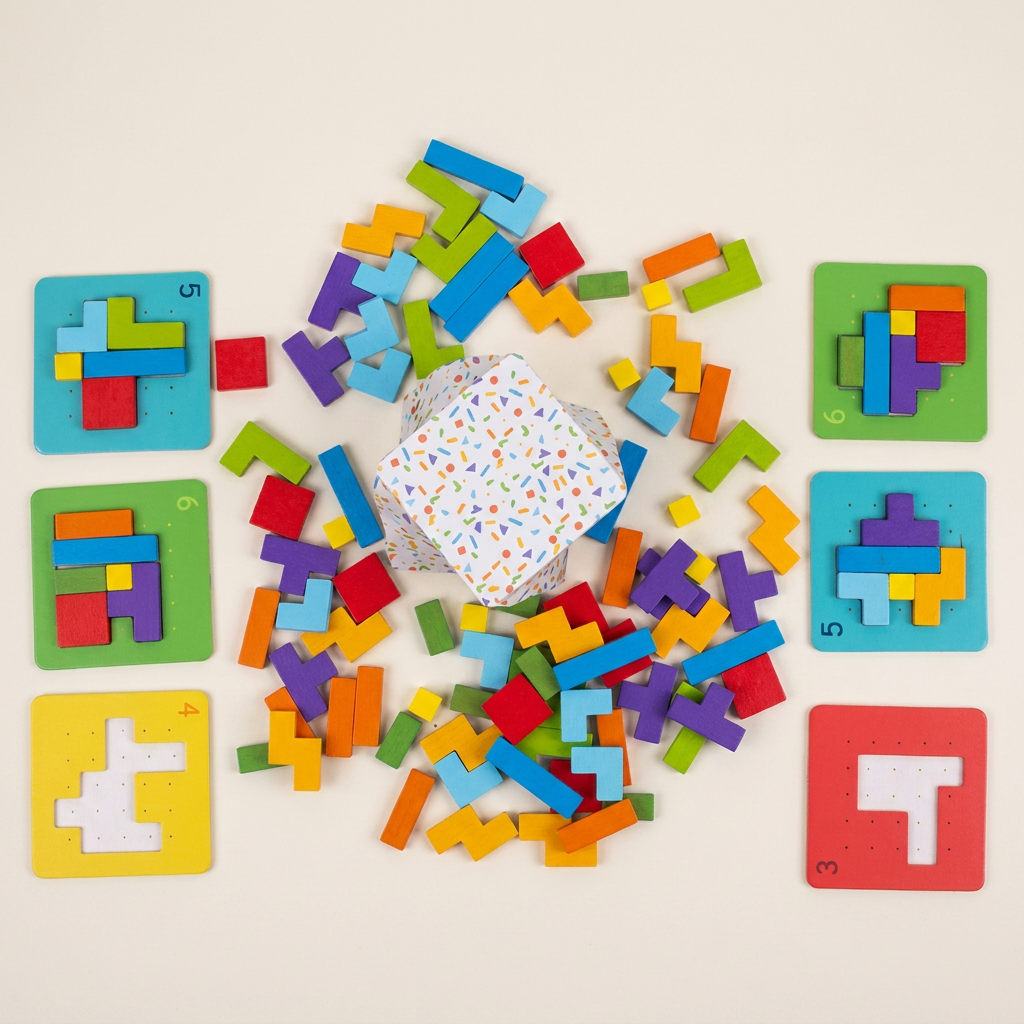 Wooden Shape Matching Puzzle Family Game