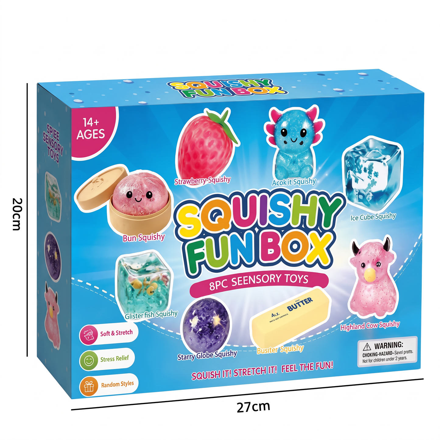 Premium Squishy Fidget Toy Set – 8 Sensory Toys