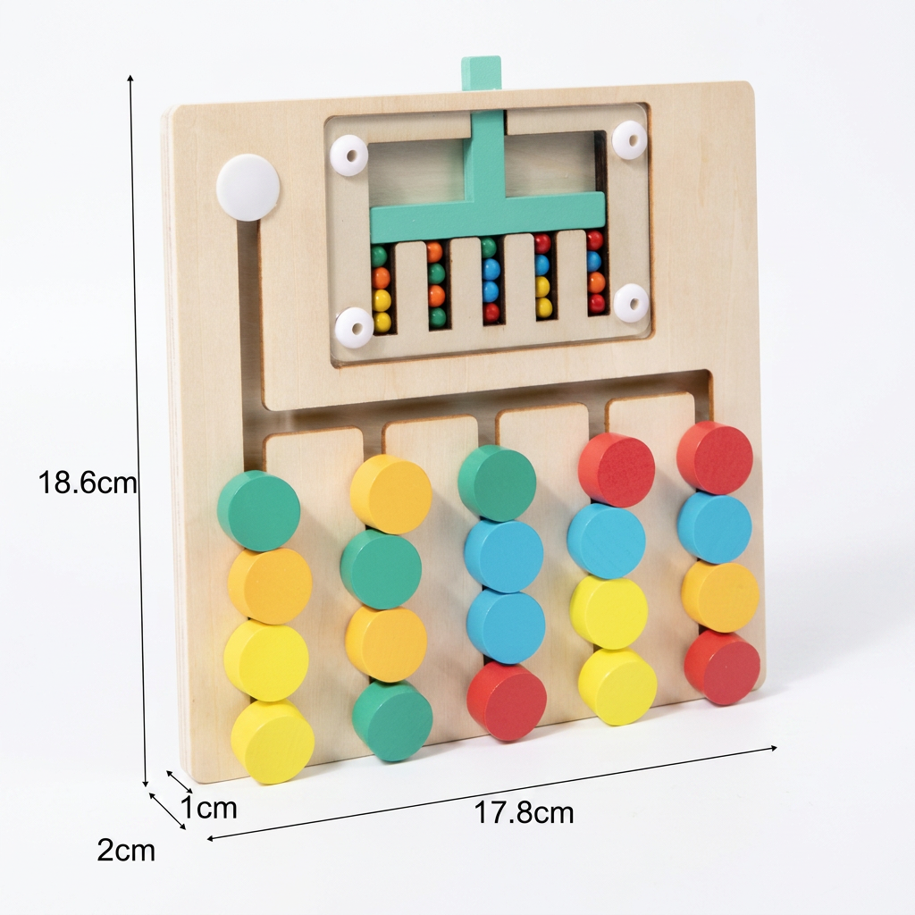 Wooden Four-Colour Logic Sorting Game – Montessori Learning & Thinking Toy for Kids