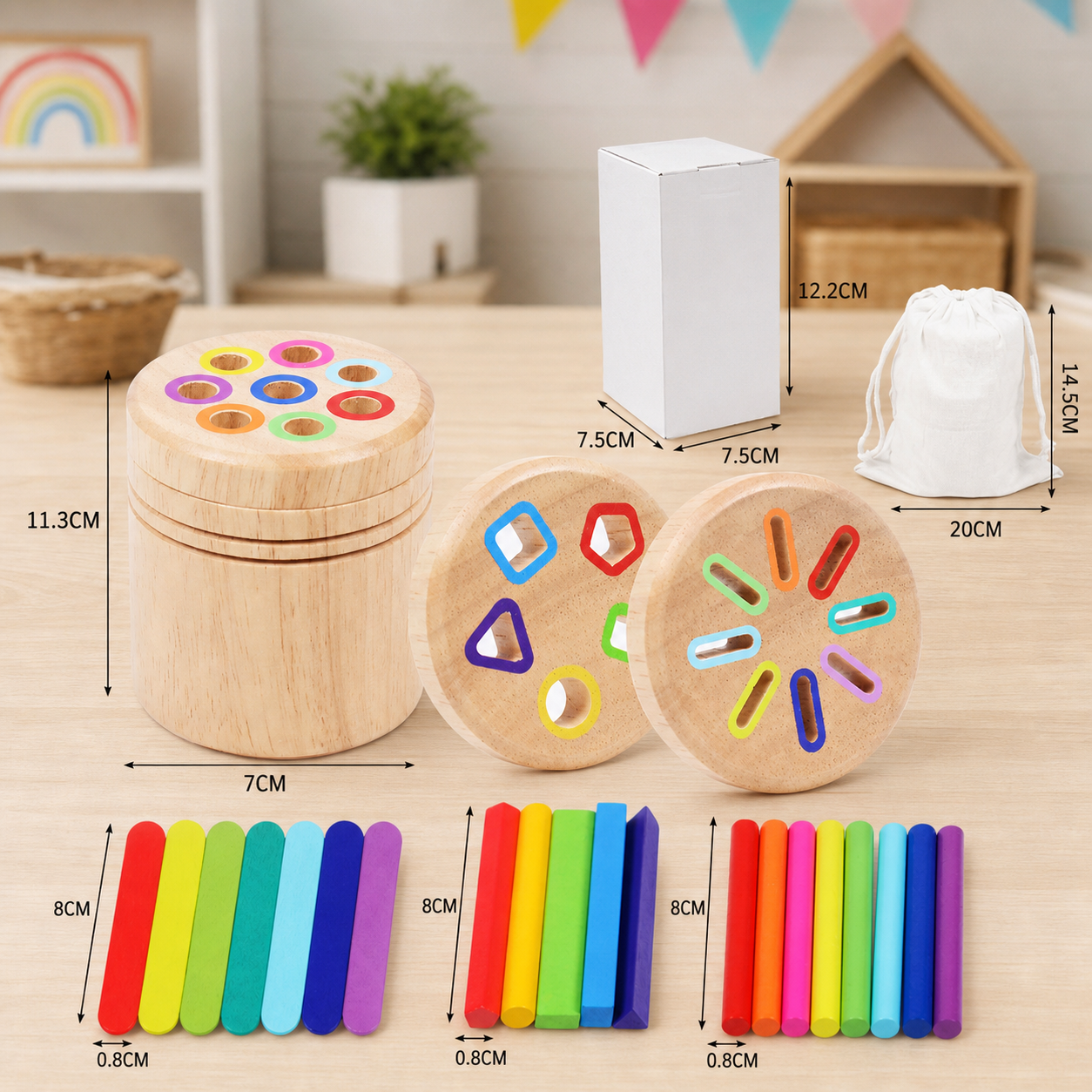 Montessori Wooden Colour & Shape Sorting Toy – Fine Motor Skills Learning Puzzle