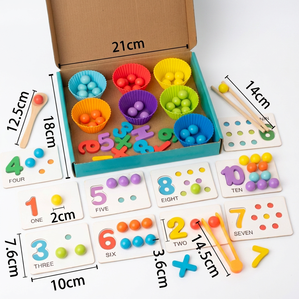 Montessori Ball Number and Colour Sorting Set for Learning to Count