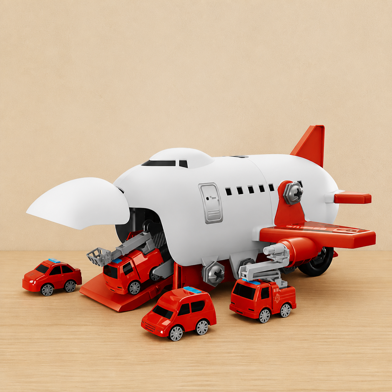 DIY Airplane Transport Truck Playset with Construction Vehicles