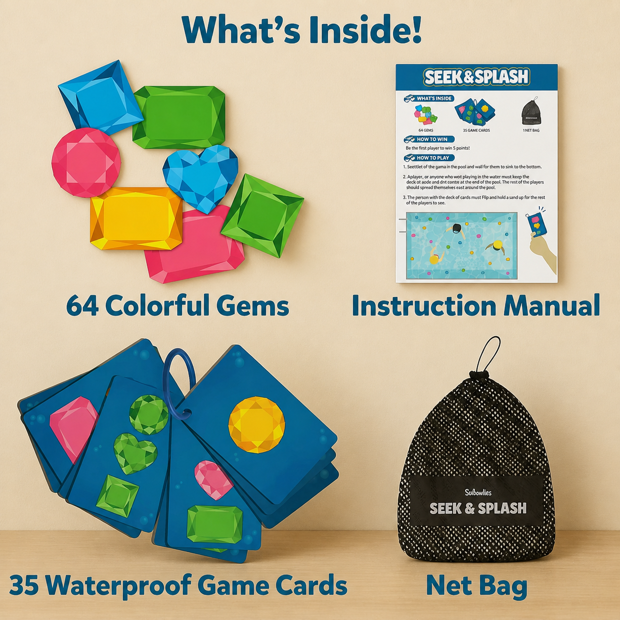 Underwater search & find game with colourful gems