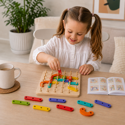 Creative Montessori wooden nail puzzle toy