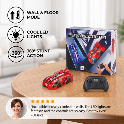 Remote Control Wall-Climbing Car with LED Lights
