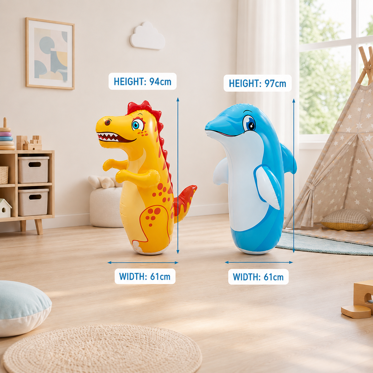 Kids Inflatable Punching Bag – Animal Design with Water-Filled Base