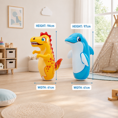 Kids Inflatable Punching Bag – Animal Design with Water-Filled Base