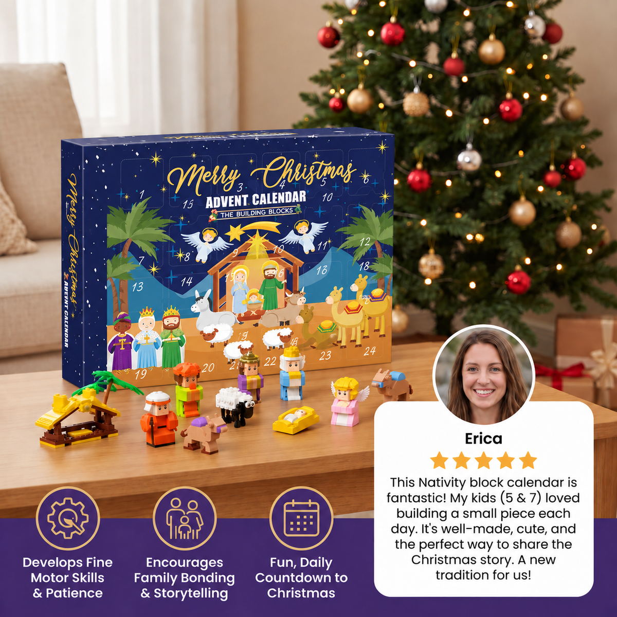 Christmas Nativity Building Blocks Advent Calendar for Kids
