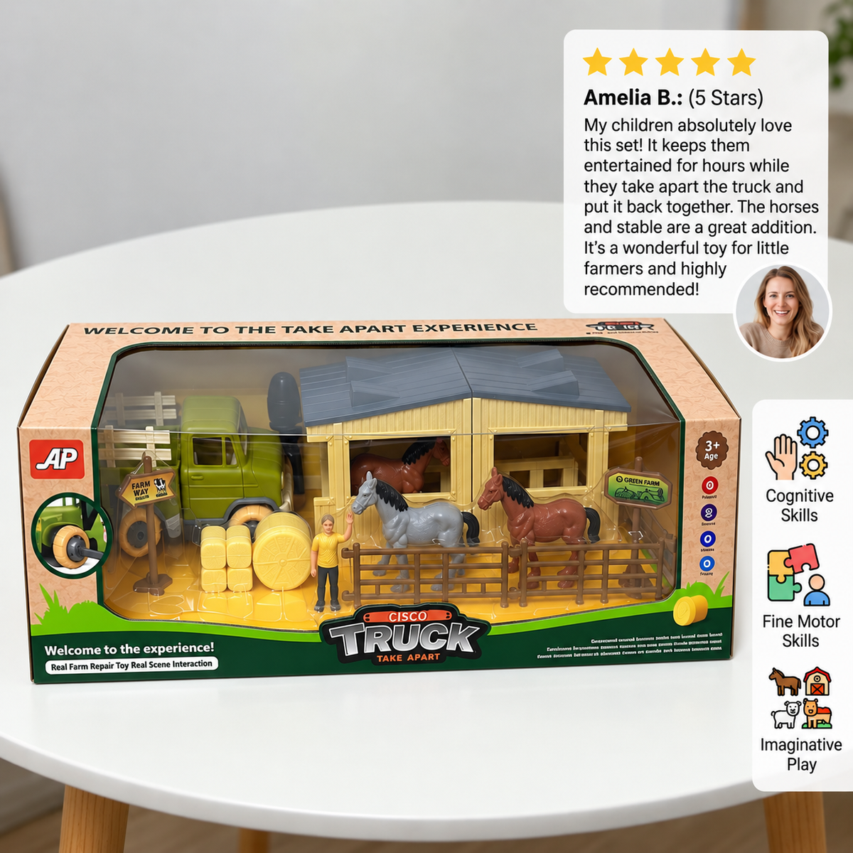 DIY Take-Apart Farm Truck & Horse Stable Play Set for Kids