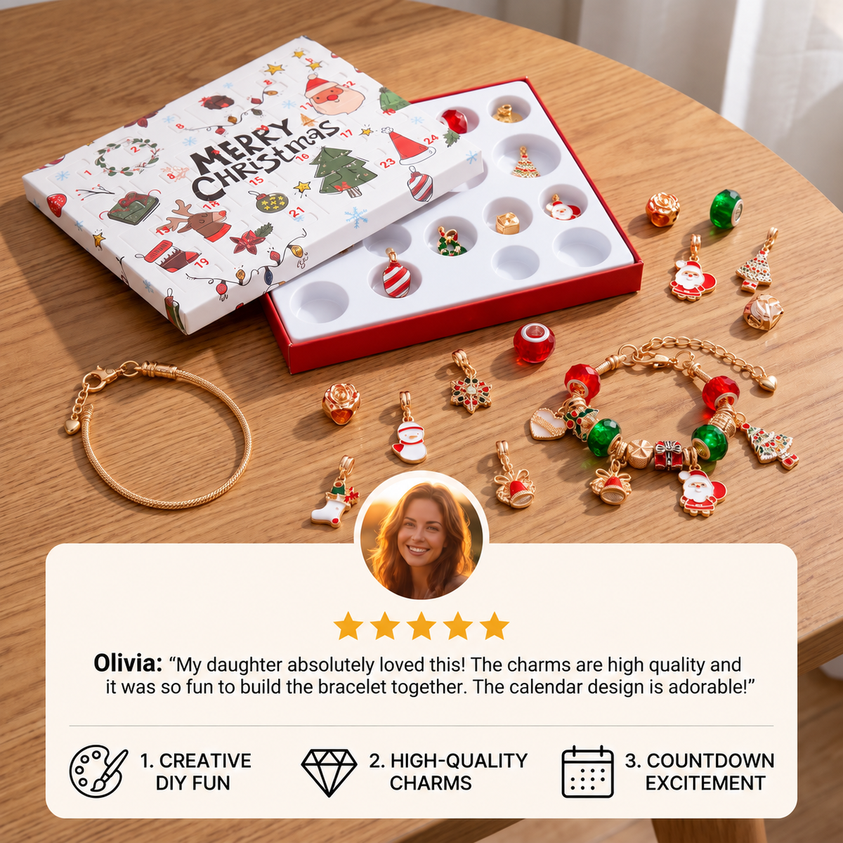 24-Day Christmas Bracelet Advent Calendar – DIY Jewelry-Making Kit for Girls