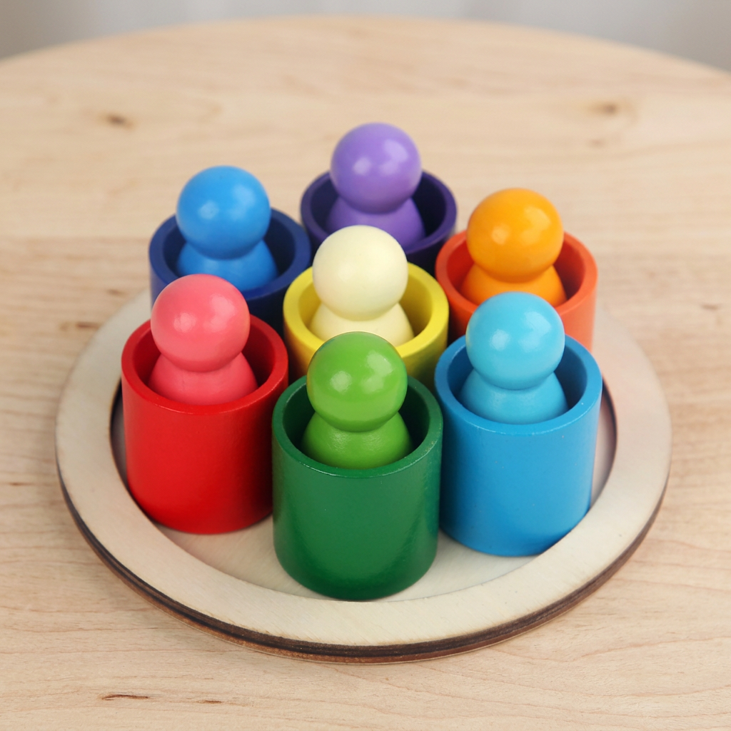 Montessori Colored Wooden Building Blocks