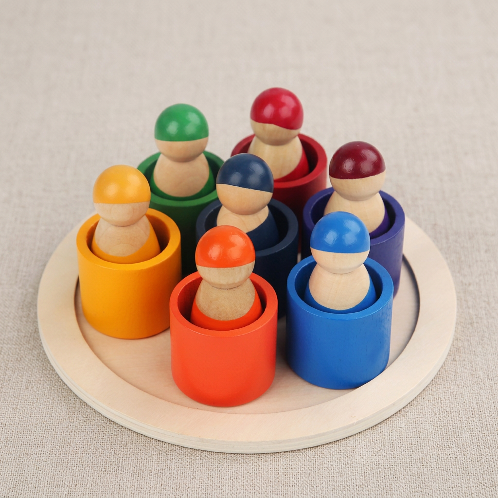 Montessori Colored Wooden Building Blocks