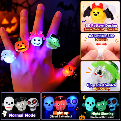 24-Pack Flashing LED Halloween Rings for Kids’ Party Favors & Treat Bags