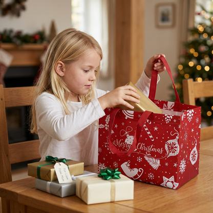 Reusable Christmas Gift Bags with Handles – Assorted Holiday Designs