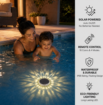 Floating solar LED light with remote control