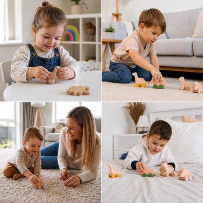 Montessori Wooden Train in Pastel Colors