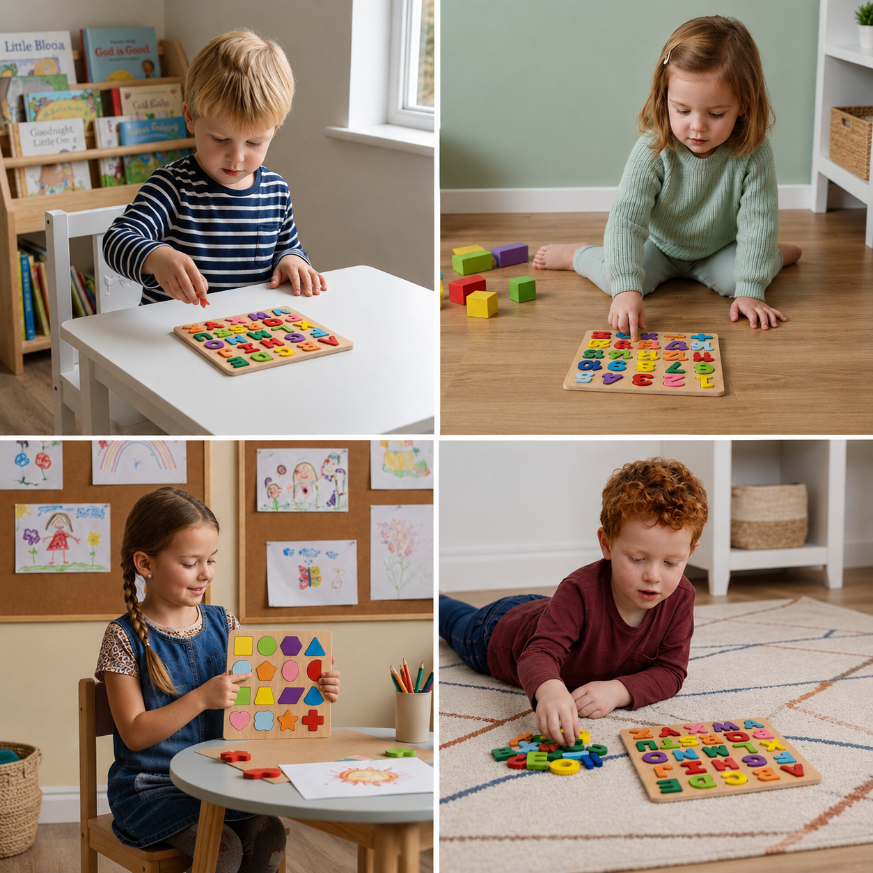 Simple Wooden Shapes, Numbers, and Letters Puzzle