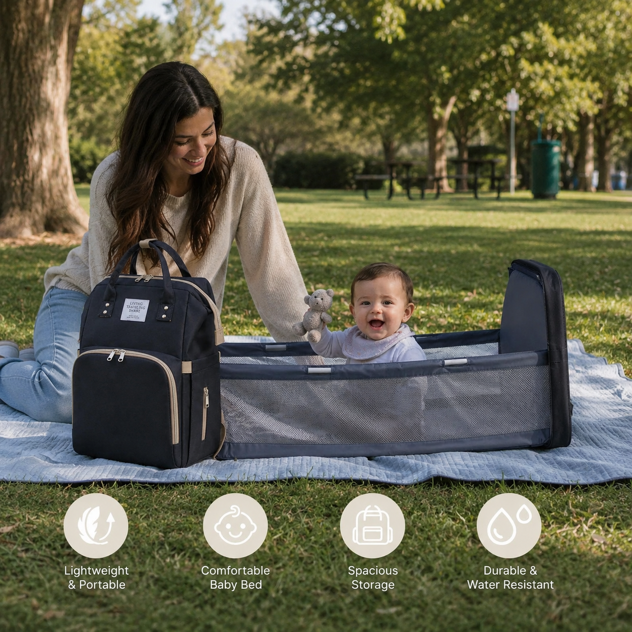 2-in-1 Backpack with Integrated Baby Bed