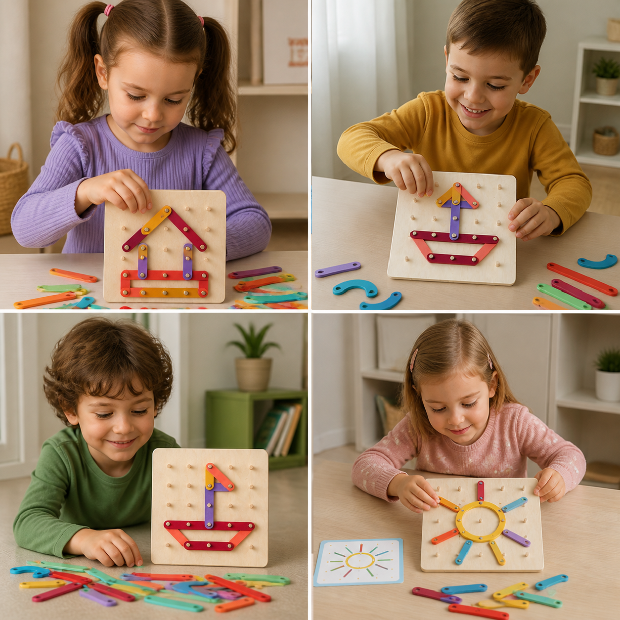 Montessori learning puzzle game made of wood