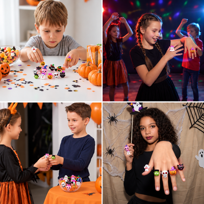 24-Pack Flashing LED Halloween Rings for Kids’ Party Favors & Treat Bags