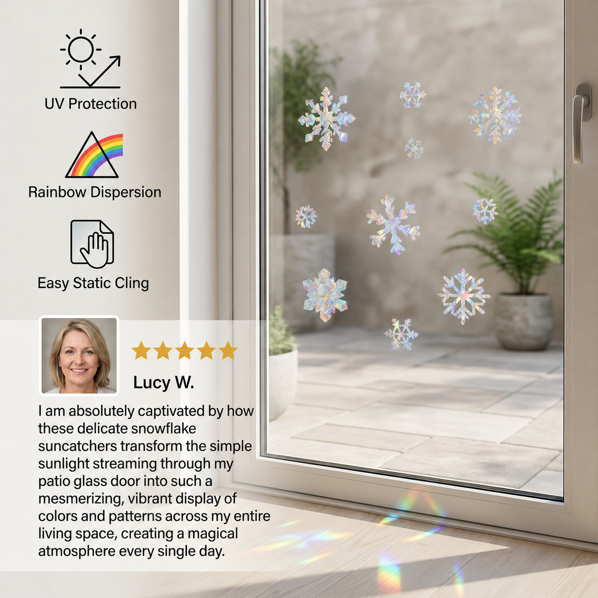 Reusable Snowflake Suncatcher Window Stickers