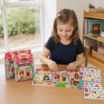 Reusable Montessori sticker books with various themes