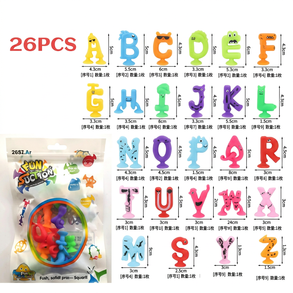 Educational suction cup letters and numbers toy