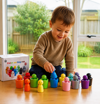 Montessori Wooden Colour Sorting Cup Game