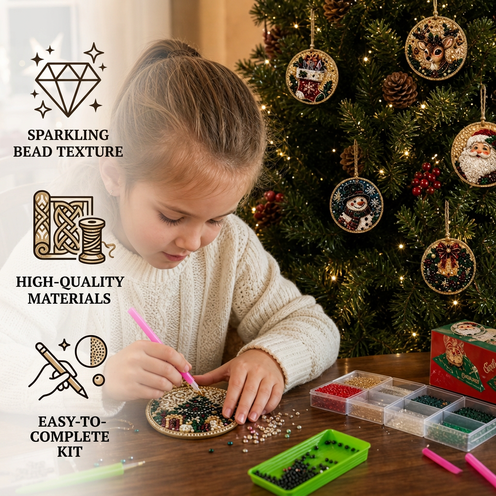 DIY Christmas Diamond Painting Ornament Kit – Festive Tree Hanging Decorations