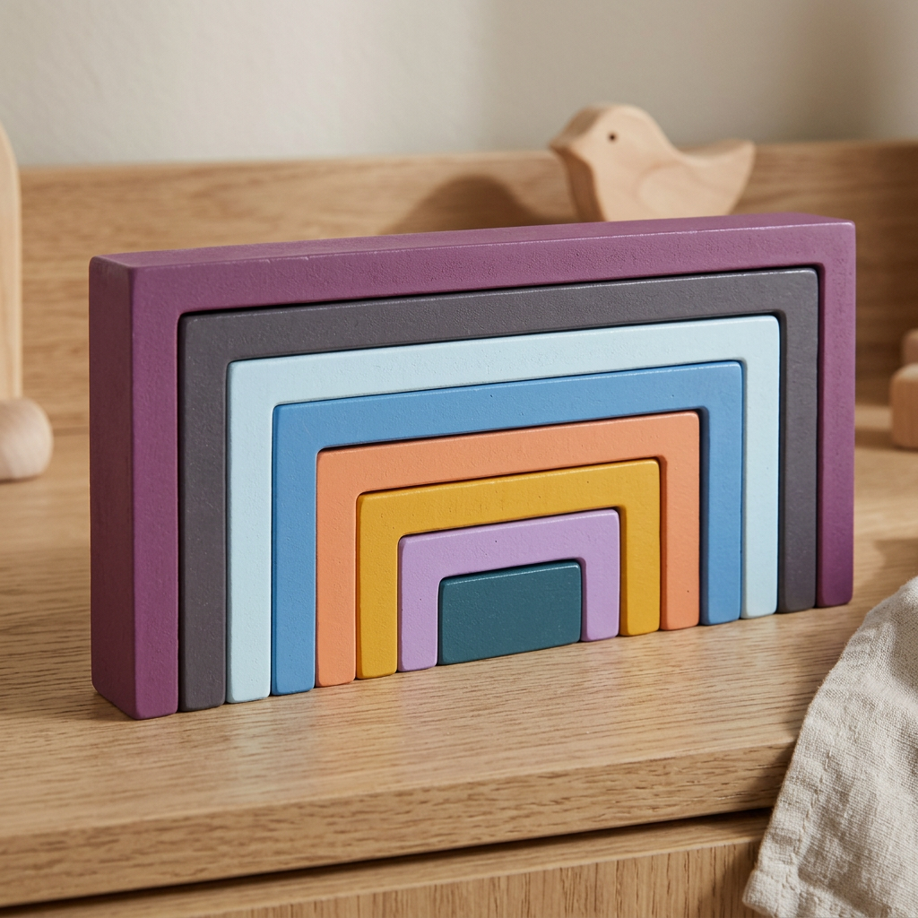 Montessori Colored Wooden Building Blocks