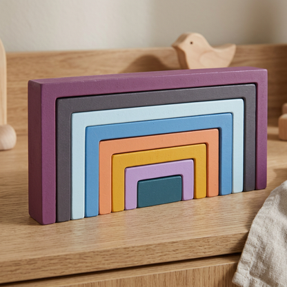 Montessori Colored Wooden Building Blocks