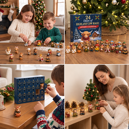 24-Day Highland Cow Advent Calendar with Collectible Mini Figurines