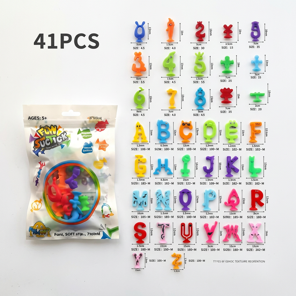 Educational suction cup letters and numbers toy