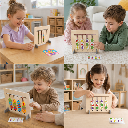 Montessori Shape and Color Learning Game Made of Wood