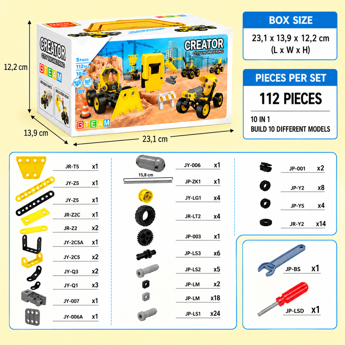 10-in-1 Creative Electric Construction Truck Building Set for Kids