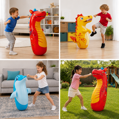 Kids Inflatable Punching Bag – Animal Design with Water-Filled Base