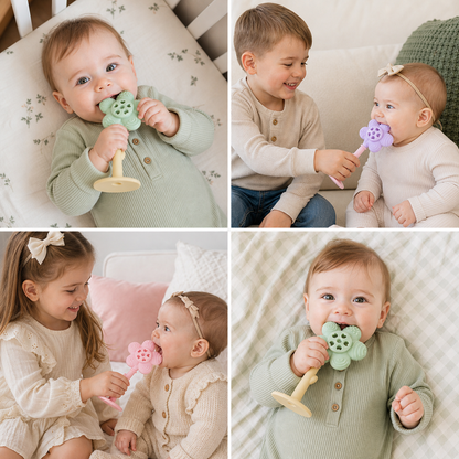 2-in-1 Sunflower Baby Teether & Rattle with Suction Base