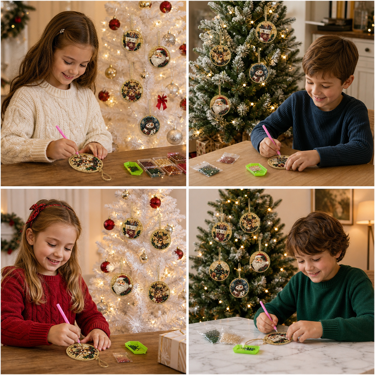 DIY Christmas Diamond Painting Ornament Kit – Festive Tree Hanging Decorations