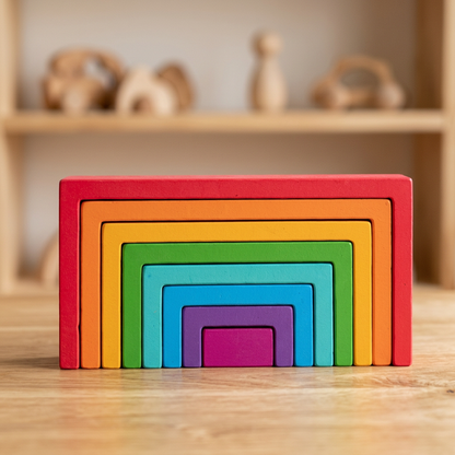 Montessori Colored Wooden Building Blocks