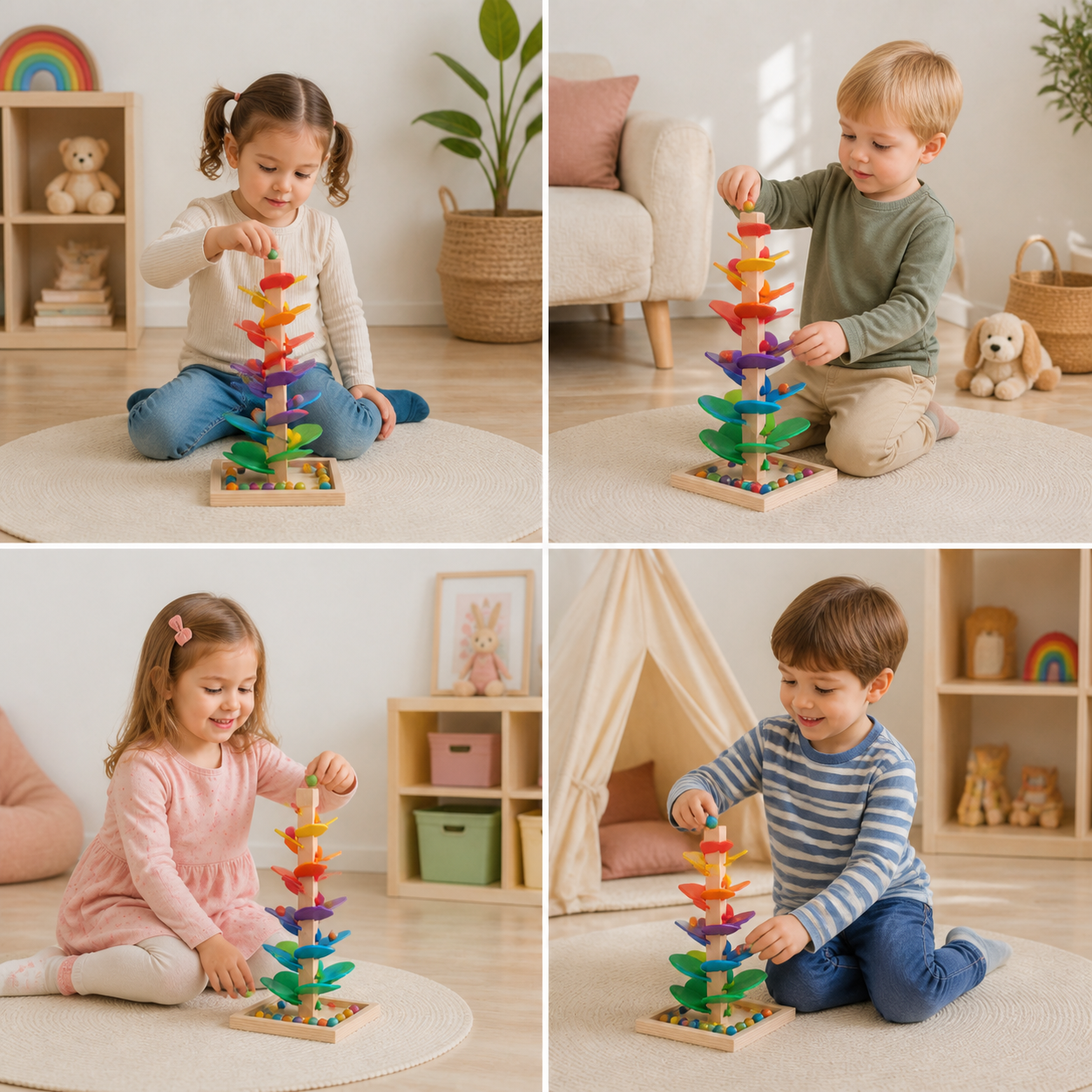 Montessori Rainbow Marble Tower