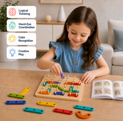 Creative Montessori wooden nail puzzle toy