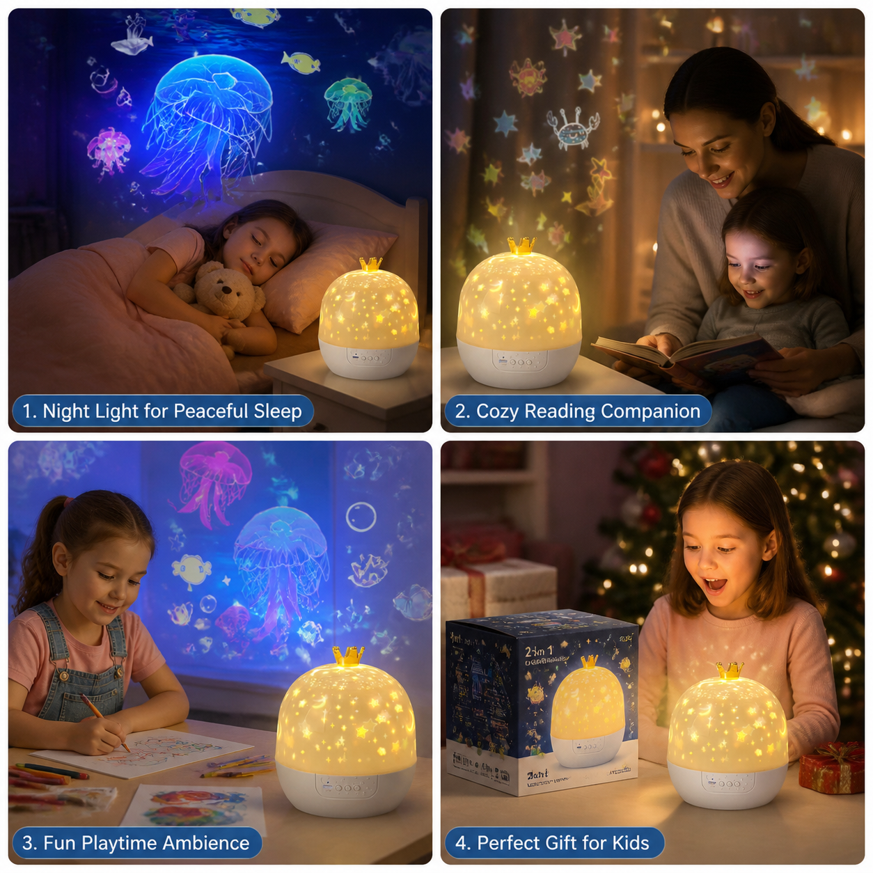 2-in-1 children's night light and projector