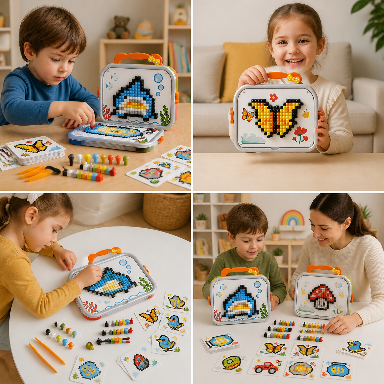 Kids Montessori Mushroom Pegboard Mosaic Puzzle Set