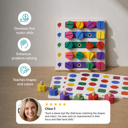 Montessori Screw, Wood, and Color Toy