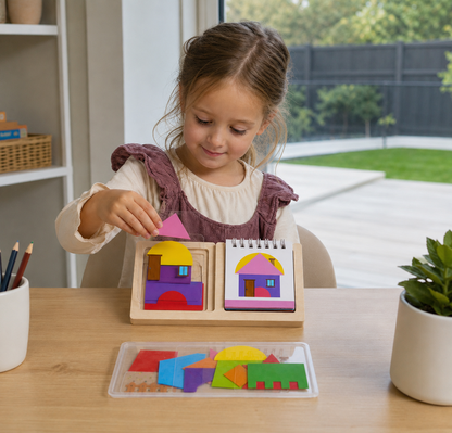 Geometric colours and shapes puzzle game – promotes logical thinking!