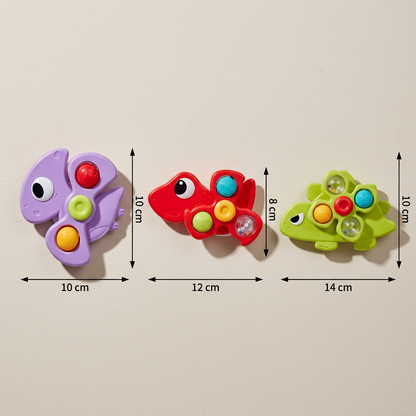 Dinosaur Suction Cup Spinner Toy for Babies & Toddlers Set of 3