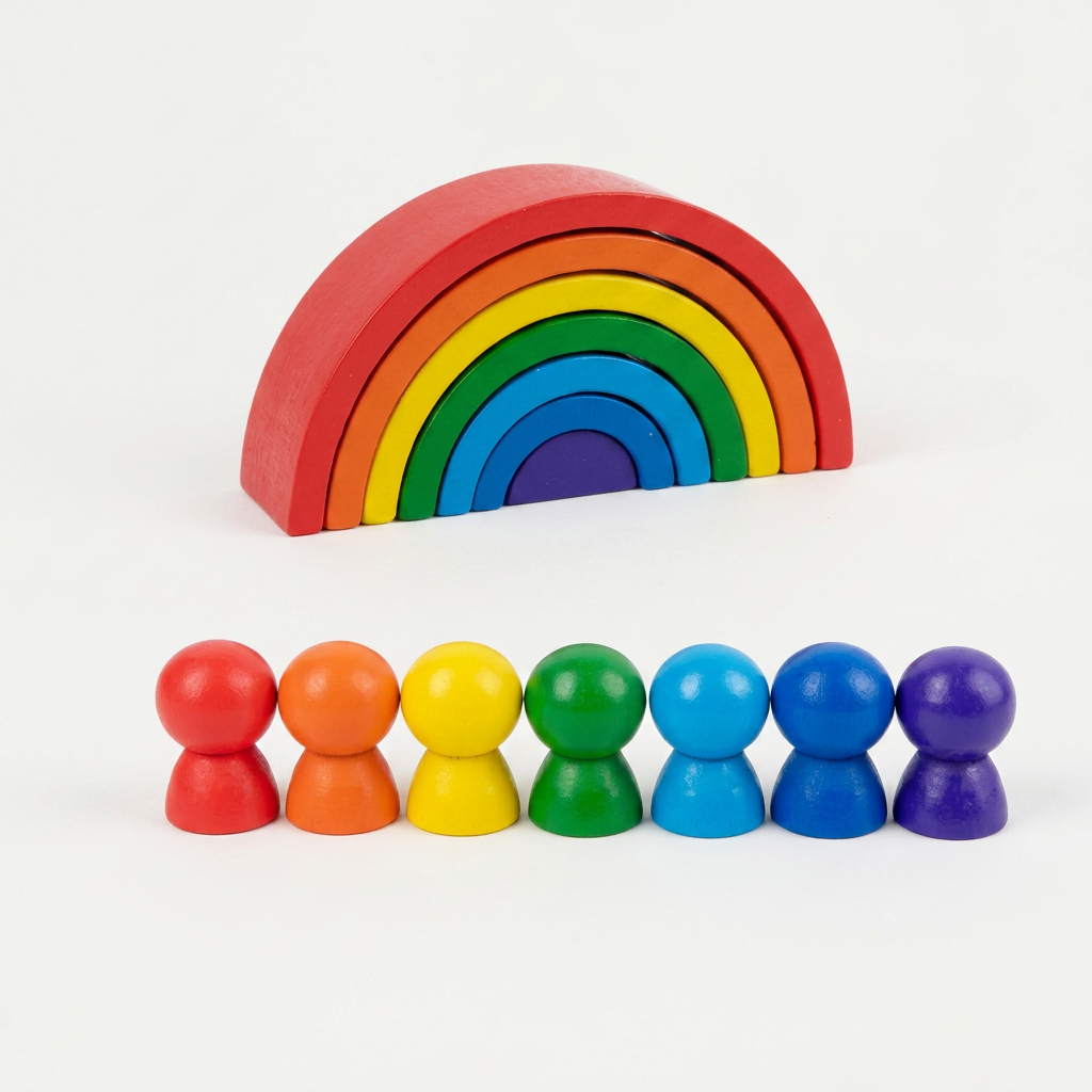 Montessori Colored Wooden Building Blocks