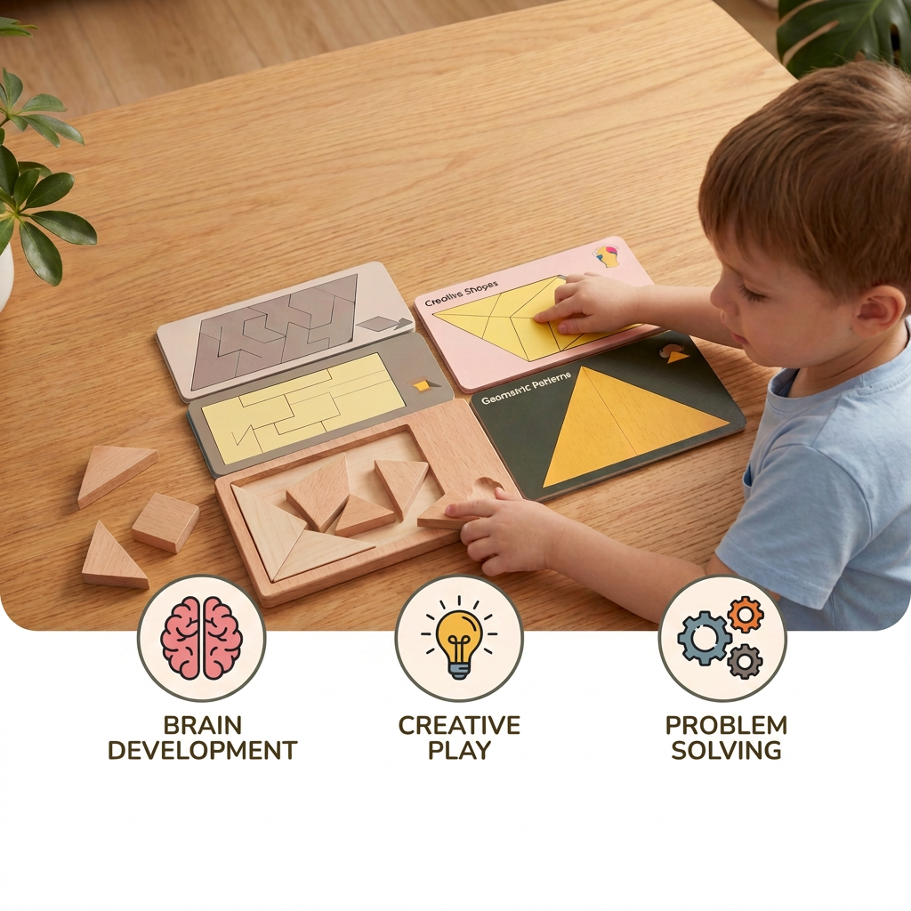 Wooden Tangram puzzle game